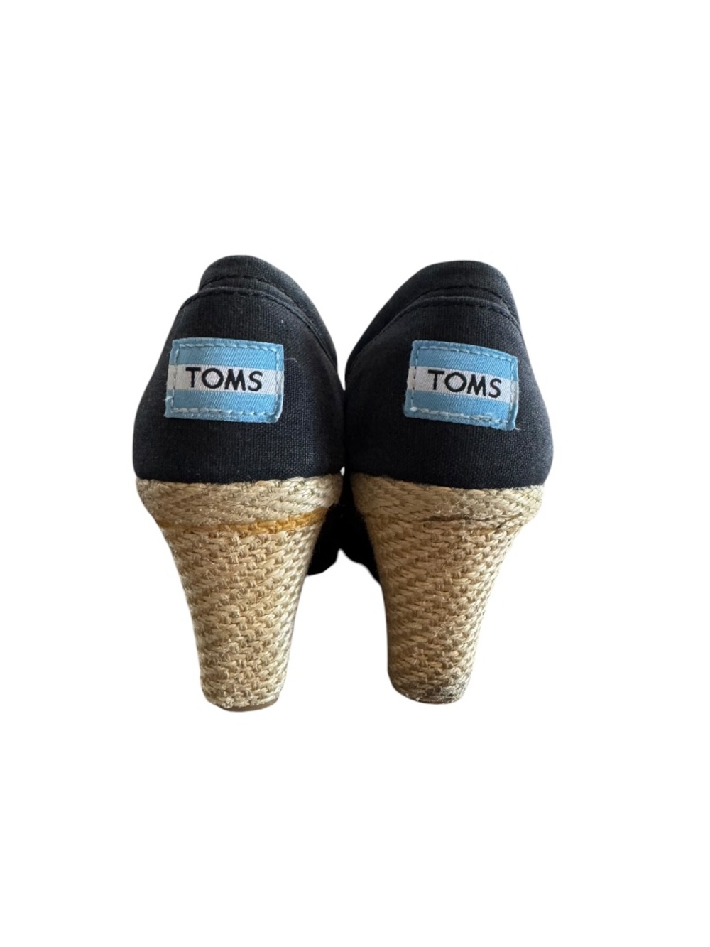 Toms Classic Black Canvas Wedge Heel Shoe Size 6 - Picture 3 of 8